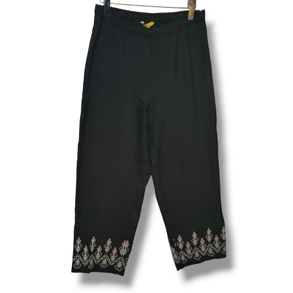 Global desi women's black palazzo pants - large
